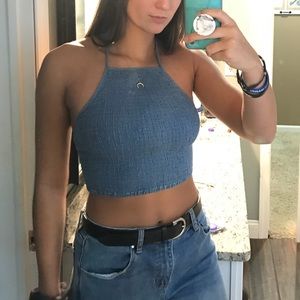 Flattering Hollister Blue Crop Top